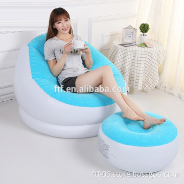 2016 blue PVC flocking inflatable sofa,outdoor inflatable furniture,inflatable footstool